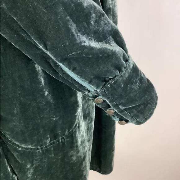 Anthropologie Sz S Crushed Velvet Pullover Swing Dress Green Viscose Nylon - Picture 5 of 8